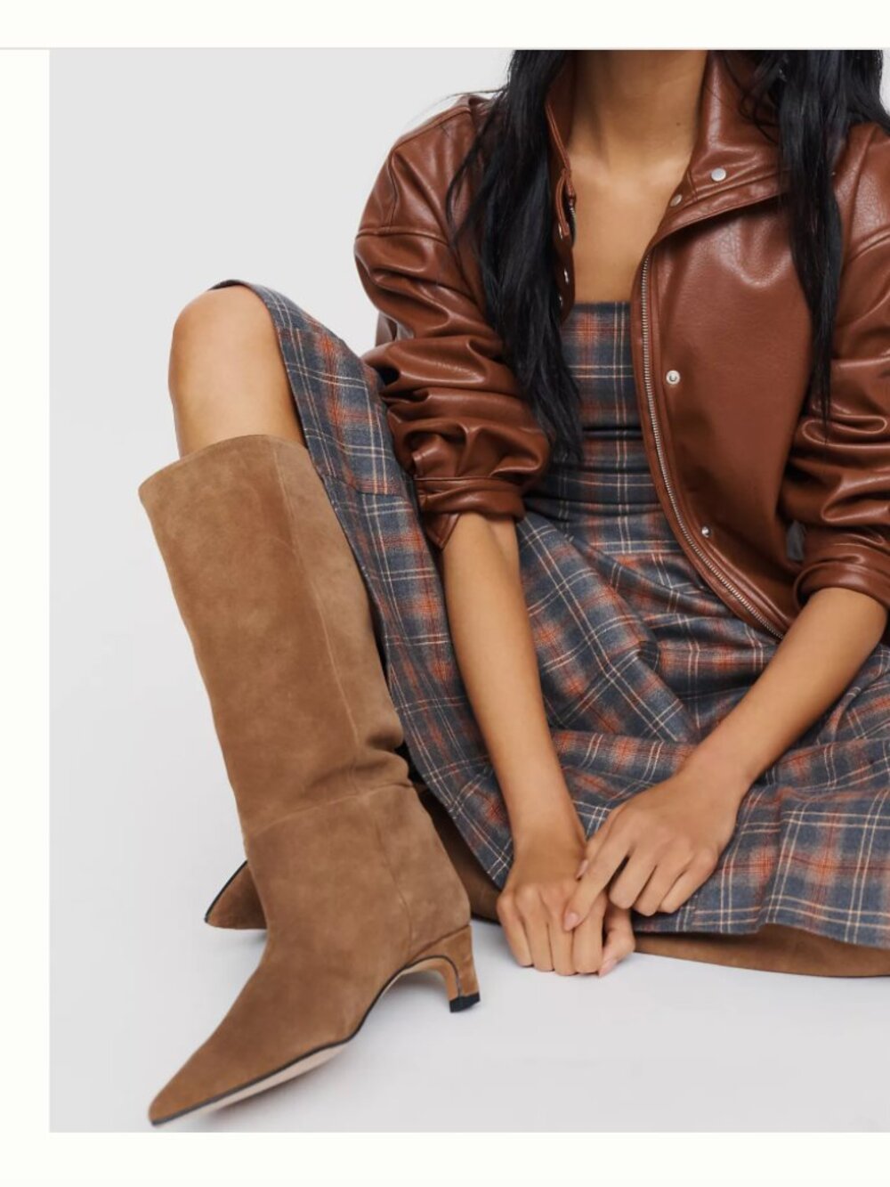 $278 By Anthropologie Maddox Wide Leg Kitten Heel Tall Suede Boots, Taupe, EU 39 - Picture 3 of 10